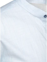 Pánska košeľa s dlhým rukávom a stojacím golierom modrá FashionStreet DX2661