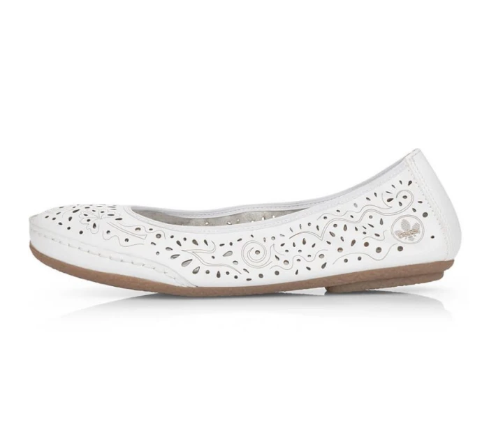 Kožená pohodlná polobotka W model 22033618 bílá - Rieker