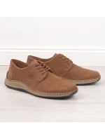 Pánské kožené polobotky M model 22008944 hnědé s ažurovým vzorem - Rieker Pánské kožené polobotky M model 22008944 hnědé s ažurovým vzorem - Rieker