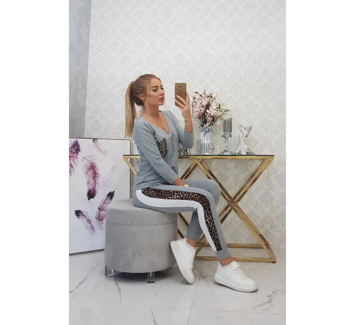 Sada s leopardím potiskem šedá Sada s leopardím potiskem šedá