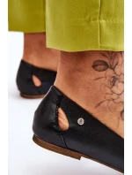 Wygodne Skórzane Baleriny Damskie Czarne Lemar Luka