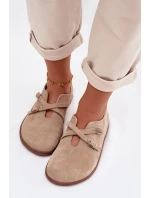 Kožené semišové polobotky Barefoot Dámské s pásky model 21937593 béžové - Zazoo Kožené semišové polobotky Barefoot Dámské s pásky model 21937593 béžové - Zazoo