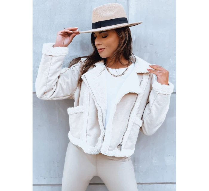 Dámska kožená bunda PLAYDIVA light beige FashionStreet TY3852 Dámska kožená bunda PLAYDIVA light beige FashionStreet TY3852