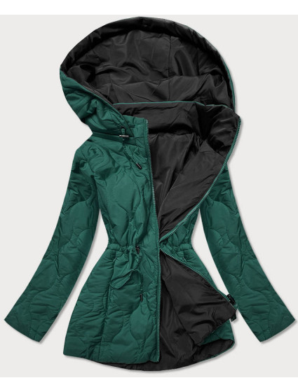 Zeleno-čierna obojstranná dámska prešívaná bunda (MHM-W589BIG)