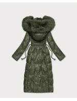 Dlouhá dámská prošívaná zimní bunda v barvě khaki model 21748244 - HONEY WINTER