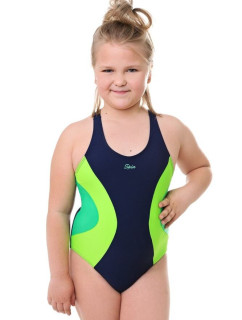 Dívčí jednodílné plavky Bibione II modro-zelené neonové