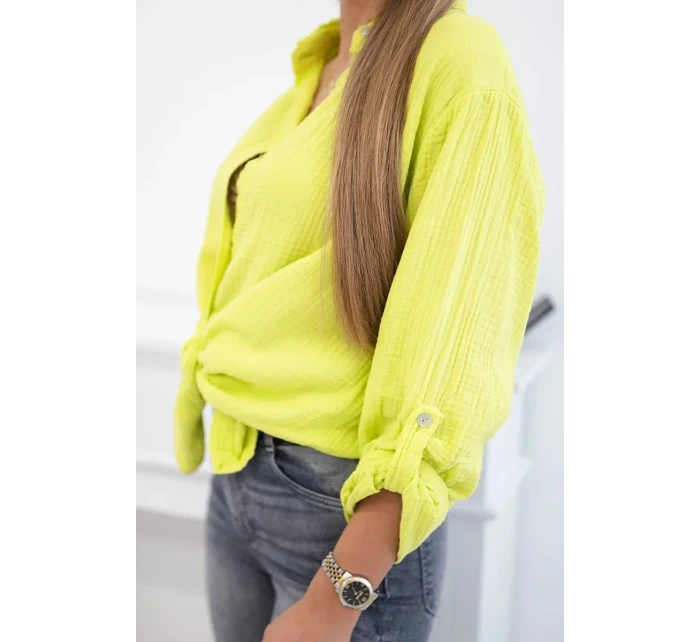 Bavlněná mušelínová košile kiwi