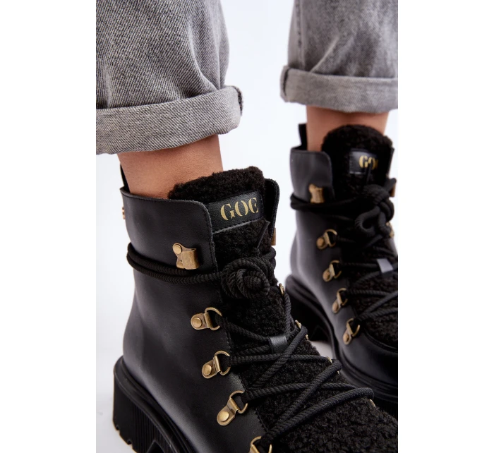 Skórzane Botki Trapery Damskie GOE MM2N4082 Czarne