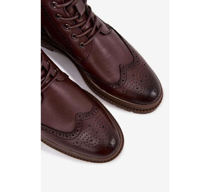 Kožené pánské boty Lee Cooper LCJ 25 33 3960 hnědé Botki Męskie