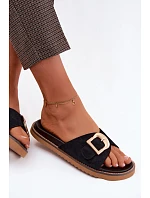 Dámské pantofle Černé se zlatou sponou model 22125600 - Boto