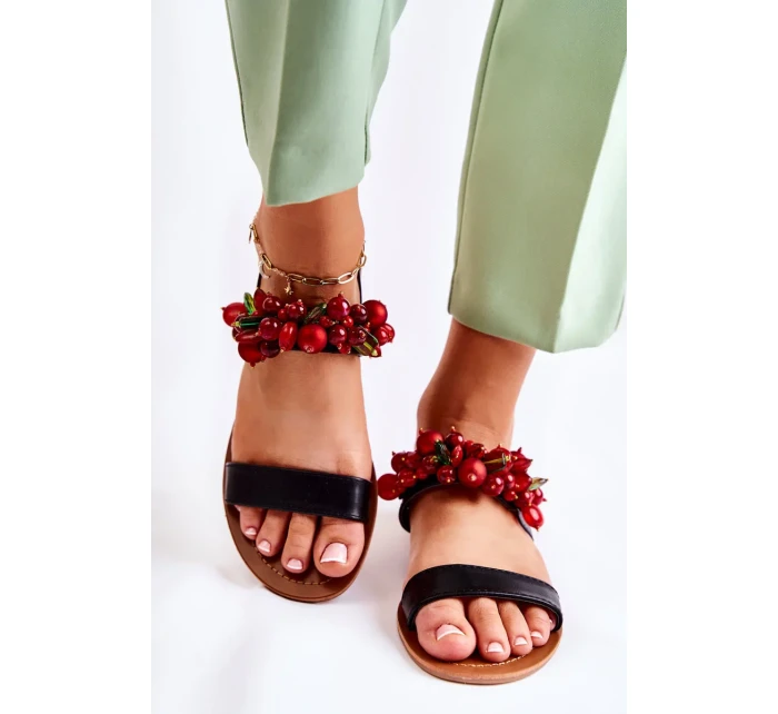 Módní sandály s korálky Černá Hally