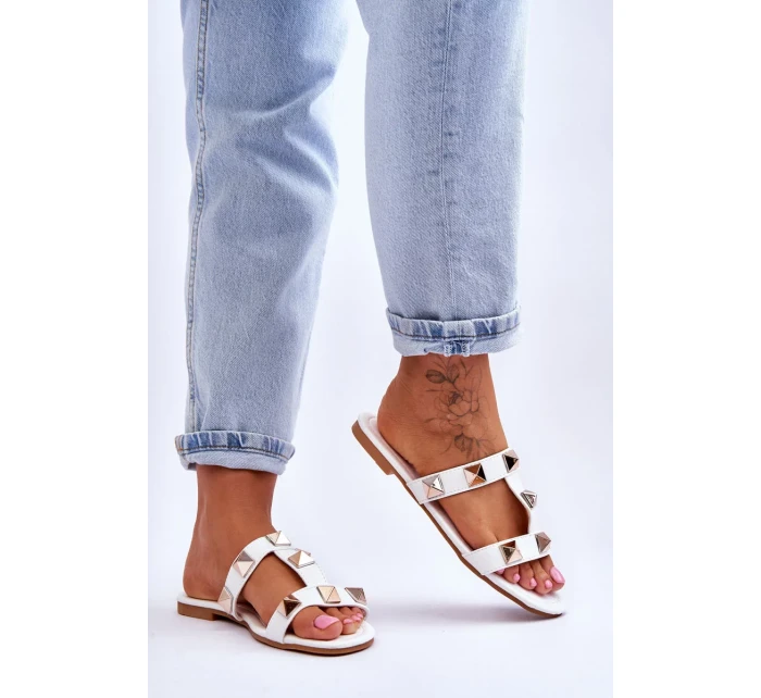 Dámské pantofle s velkými cvočky Bíle Mercure Dámské pantofle s velkými cvočky Bíle Mercure