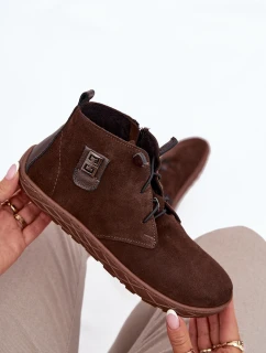 Dámske semišové barefoot topánky s detailmi Zazoo - čokoládové