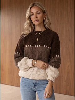 Sweter damski w  brązowy model 22542371 - FashionStreet