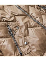 Karamelovo / modrá dámska bunda s kapucňou (BH2003)