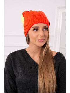 Dámska čiapka s brmbolcom Judyta K347 oranžová