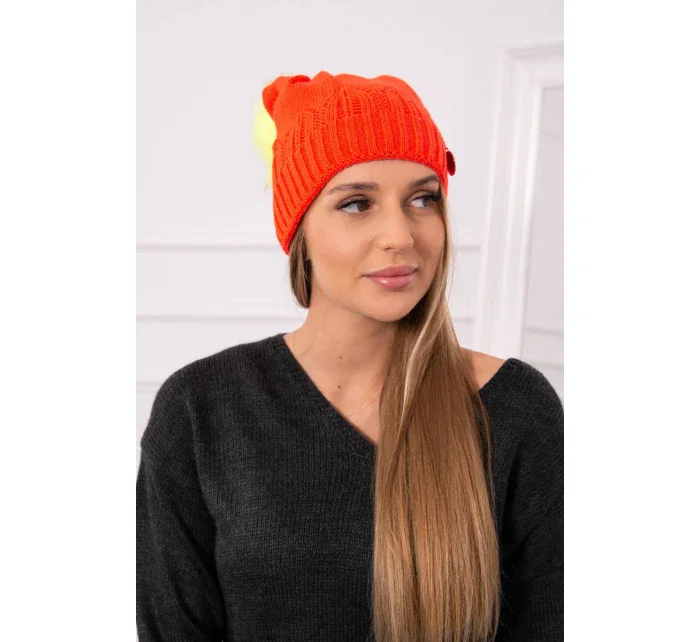 Dámska čiapka s brmbolcom Judyta K347 oranžová