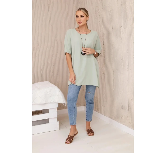 Nadrozmerná blúzka s príveskom mätovej farby Nadrozmerná blúzka s príveskom mätovej farby
