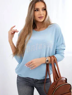 Halenka s nápisem model 20829418 modrý - K-Fashion