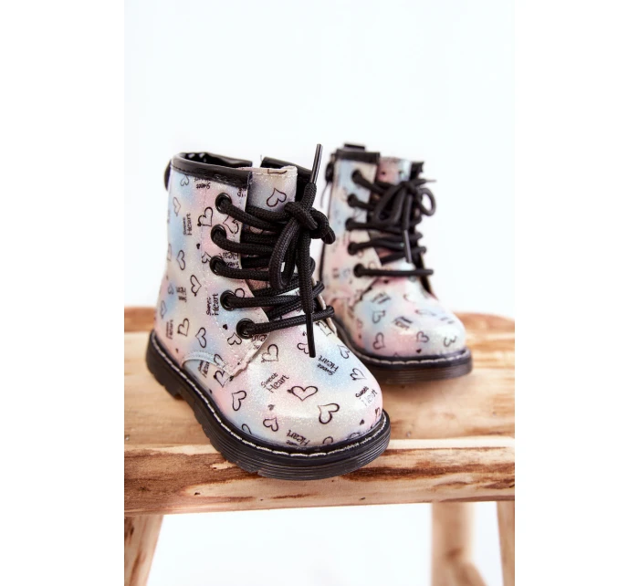 Dziecięce Botki Brokatowe We Wzory Wielokolorowe Reggie Dziecięce Botki Brokatowe We Wzory Wielokolorowe Reggie
