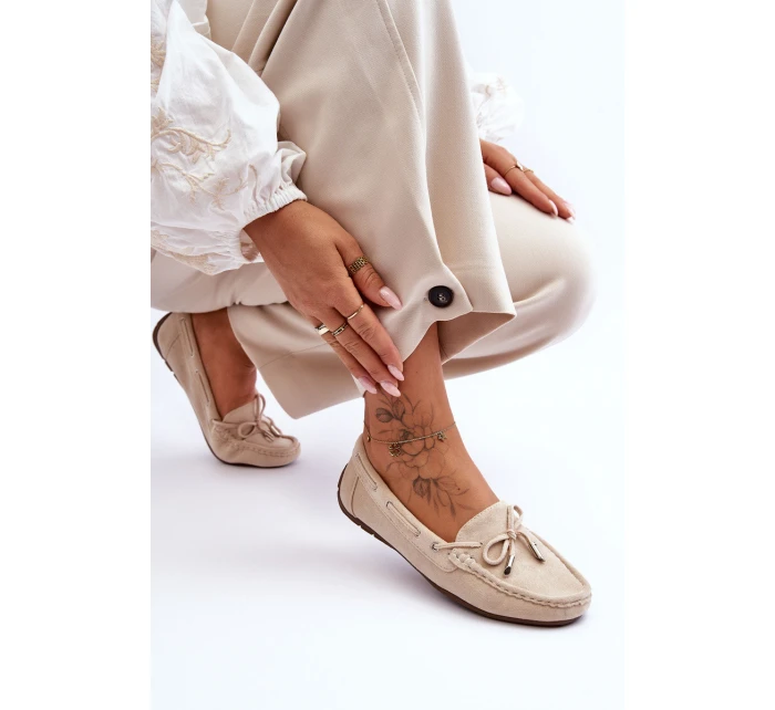 Dámské semišové mokasíny béžové model 21625521 - Boto Dámské semišové mokasíny béžové model 21625521 - Boto