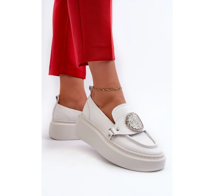 Kožené Mokasíny S Ozdobou Bílé model 21660952 - Zazoo