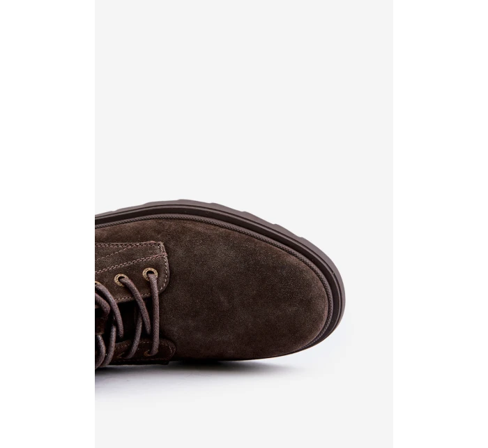 Zamszowe Ocieplane Botki Męskie Na Zamek Big Star OO174229 Brązowe Zamszowe Ocieplane Botki Męskie Na Zamek Big Star OO174229 Brązowe