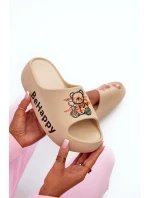 Ľahké dámske papuče na hrubej podrážke s penou medvedík tmavobéžovej farby Serefina