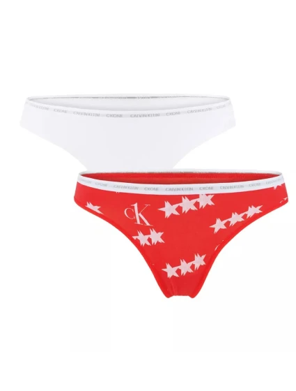 Dámske tangá 2pack QD3788E - W5H - Červená, biela - Calvin Klein