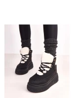 Dámske zimné topánky s kožúškom ZH15 Black with white - Next Step