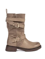 Trendy hnedé dámske členkové topánky na širokom podpätku Trendy hnedé dámske členkové topánky na širokom podpätku