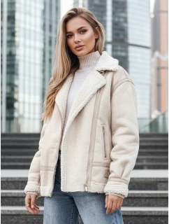 FashionStreet béžová dámska bunda z ovčej kože ramones TY5245z