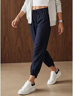 Dámske joggerové nohavice s gumou v páse, tmavomodré, FashionStreet UY3166