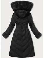 Čierna dámska zimná bunda s opaskom (5M3156-392)