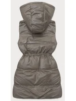 Dámska tmavobéžová jednoduchá vesta s páperím (5M3186-84)