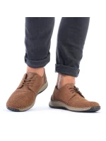 Pánské kožené polobotky M model 22008944 hnědé s ažurovým vzorem - Rieker Pánské kožené polobotky M model 22008944 hnědé s ažurovým vzorem - Rieker
