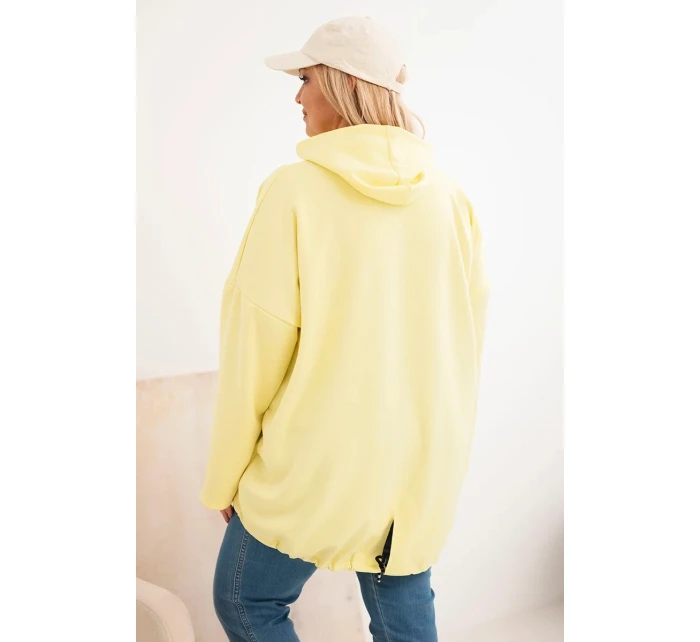 Dámska mikina s kapucňou a potlačou Plus Size Yellow