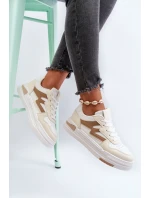 Sneakersy Damskie Na Platformie Z Eko Skóry Beżowe Lynnette Sneakersy Damskie Na Platformie Z Eko Skóry Beżowe Lynnette