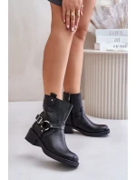 model 21673721 Kožené Boty Na Nízkém Podpatku Zateplené Černé - Zazoo model 21673721 Kožené Boty Na Nízkém Podpatku Zateplené Černé - Zazoo