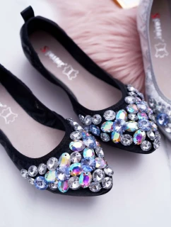 Kožené Baleríny S Ozdobnými model 21511193 Černé Crystal - Boto