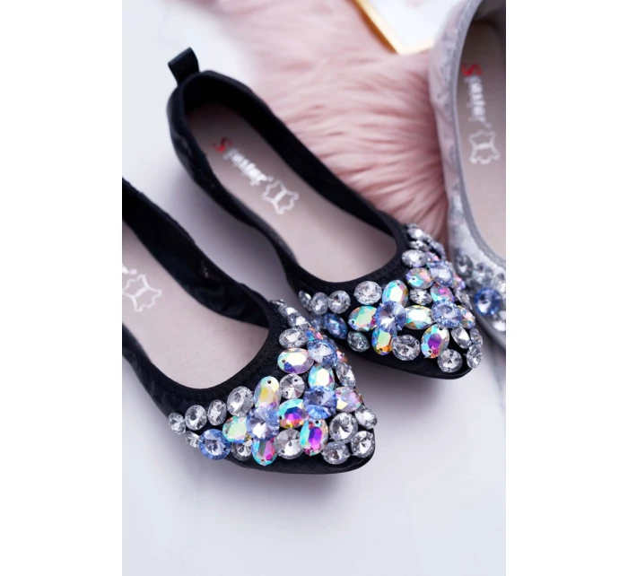 Kožené Baleríny S Ozdobnými model 21511193 Černé Crystal - Boto