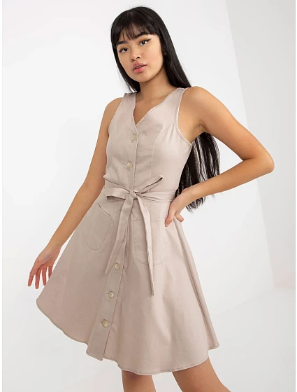 Dámské šaty LK SK béžová model 18116344 - FPrice Dámské šaty LK SK béžová model 18116344 - FPrice