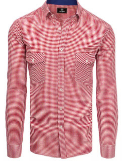 Pánska červeno-biela košeľa Dstreet DX2122