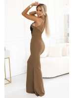 Dlouhé šaty ve tvaru mořské s černou krajkou a síťovinou model 21241688 - kocula