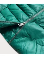 Dámska bunda s kožušinovým golierom zelená (ag6-28)