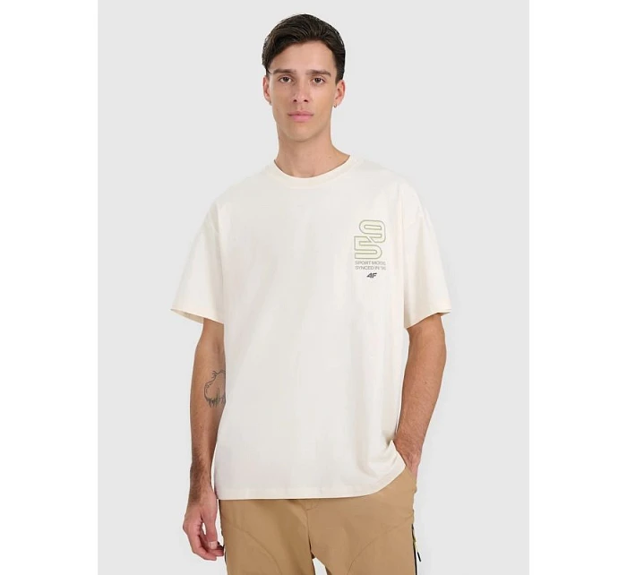 Pánske tričko oversize s potlačou 4F 4FRAW25TTSHM3220-11S