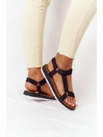 Damskie Sandały Na Gumowej Podeszwie Czarne Stranger