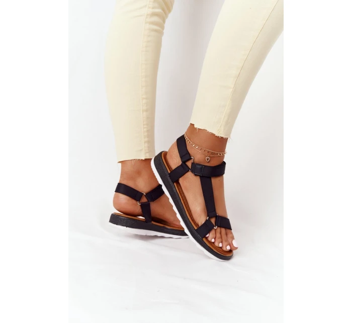 Damskie Sandały Na Gumowej Podeszwie Czarne Stranger