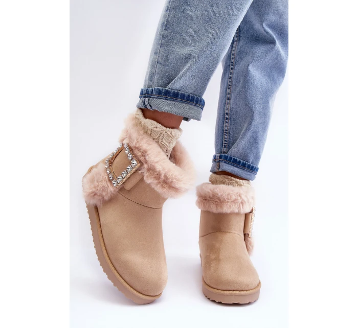 Śniegowce Ocieplane Z Klamrą Beżowe Dulca