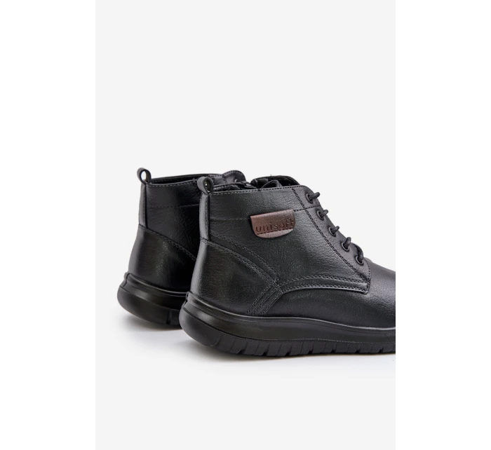 Botki Męskie Ocieplane Na Zamek Sznurowane Czarne Hlimena